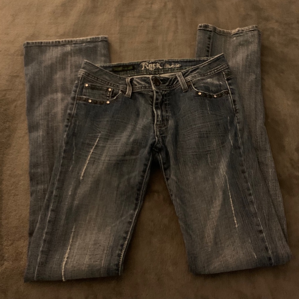 rock 47 wrangler ultra low rise boot cut jeans